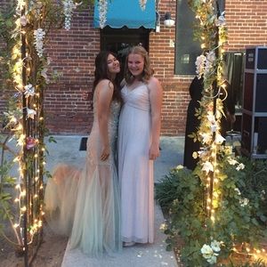 Champagne sparkle prom dress